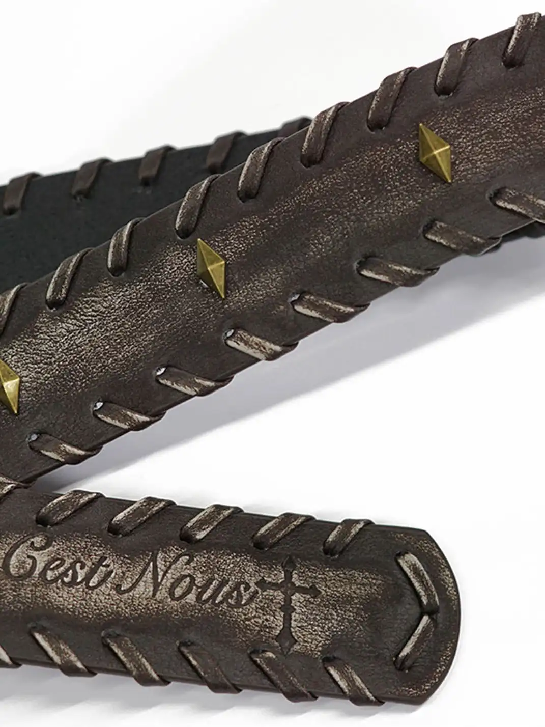 CestNous | Vintage Woven Leather Belt with Floral Buckle
