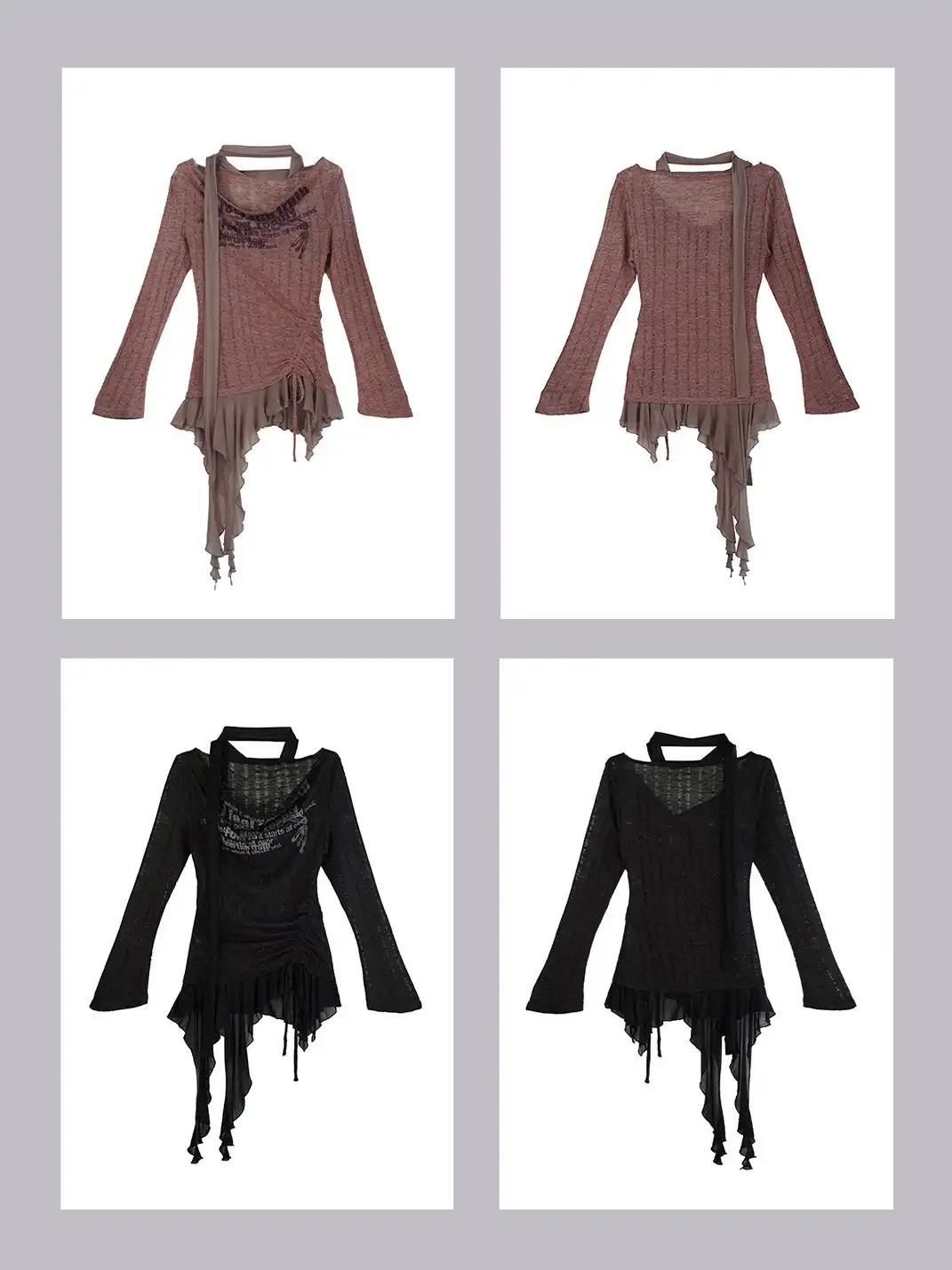 CestNous | Graffiti Print Asymmetrical Knit Top