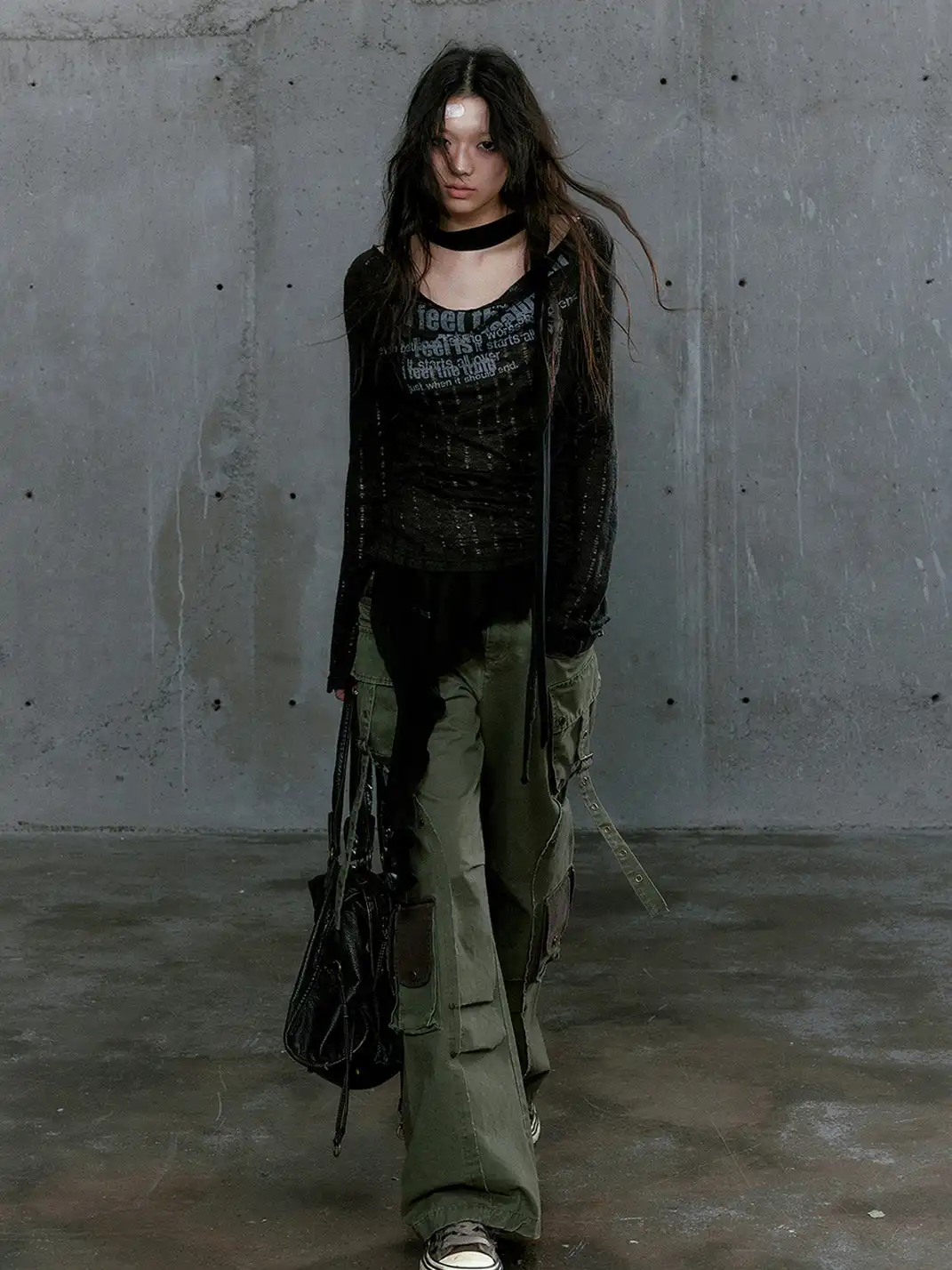 CestNous | Graffiti Print Asymmetrical Knit Top