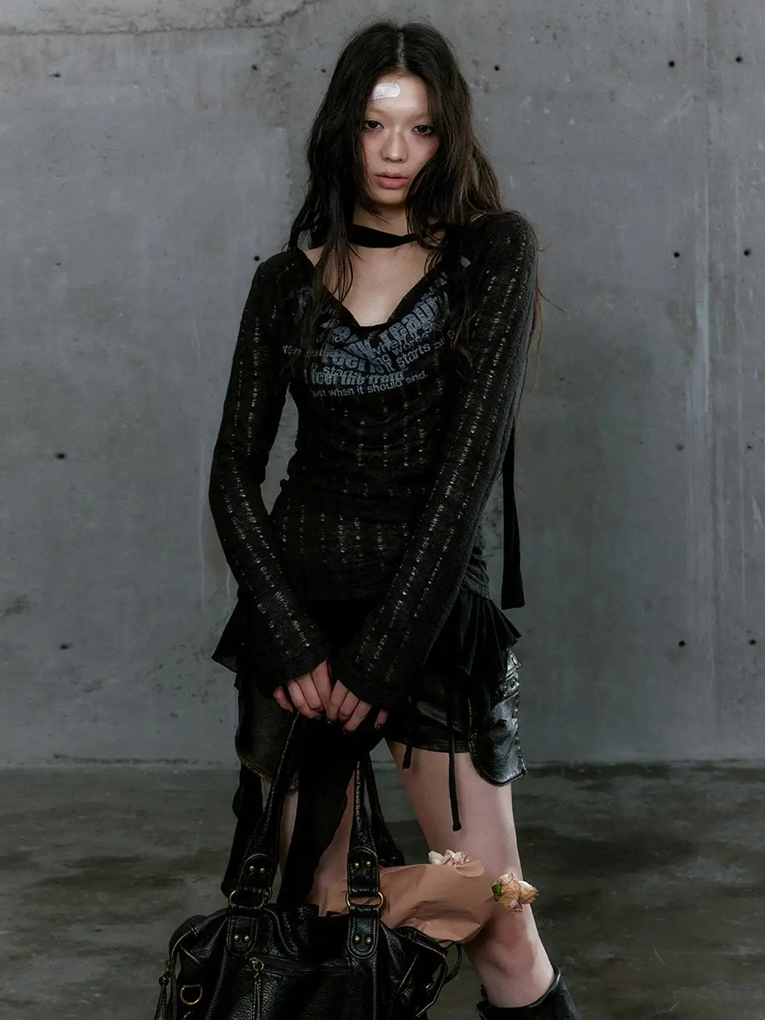 CestNous | Graffiti Print Asymmetrical Knit Top