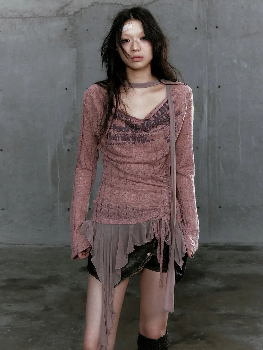 CestNous | Graffiti Print Asymmetrical Knit Top