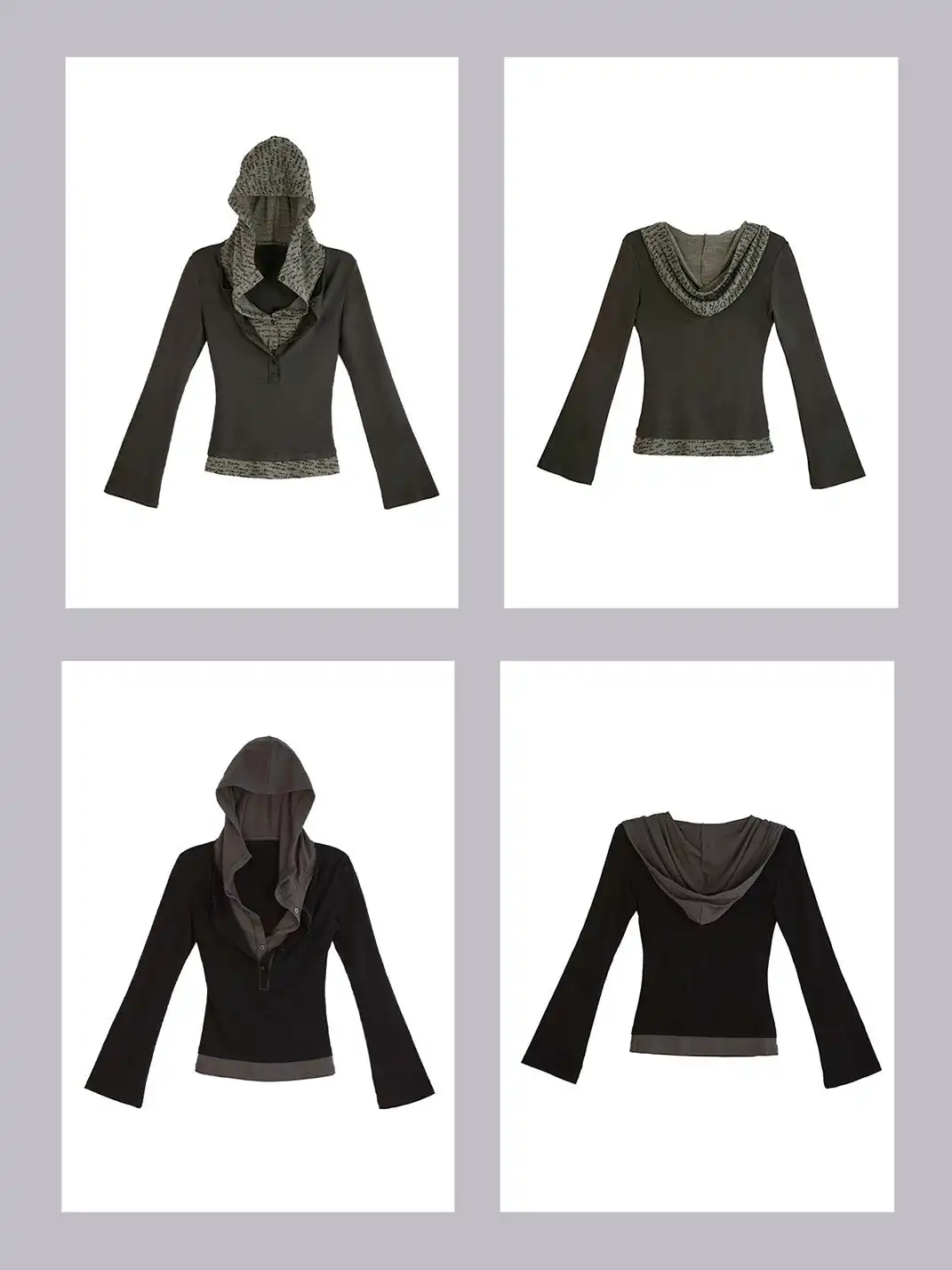 CestNous | Punk-Inspired Layered Hoodie with Printed Hood
