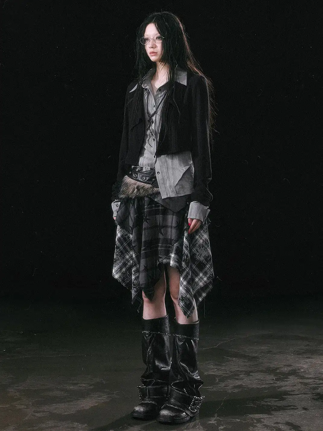 CestNous | Color-Block Faux Layered Long Sleeve Shirt
