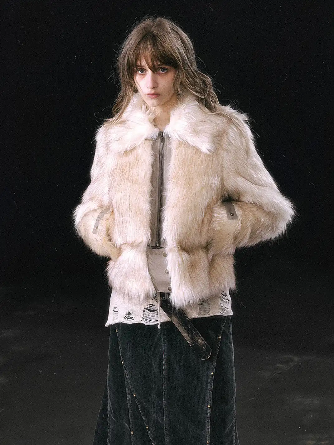 CestNous | Faux Fur Jacket with Detachable Hem
