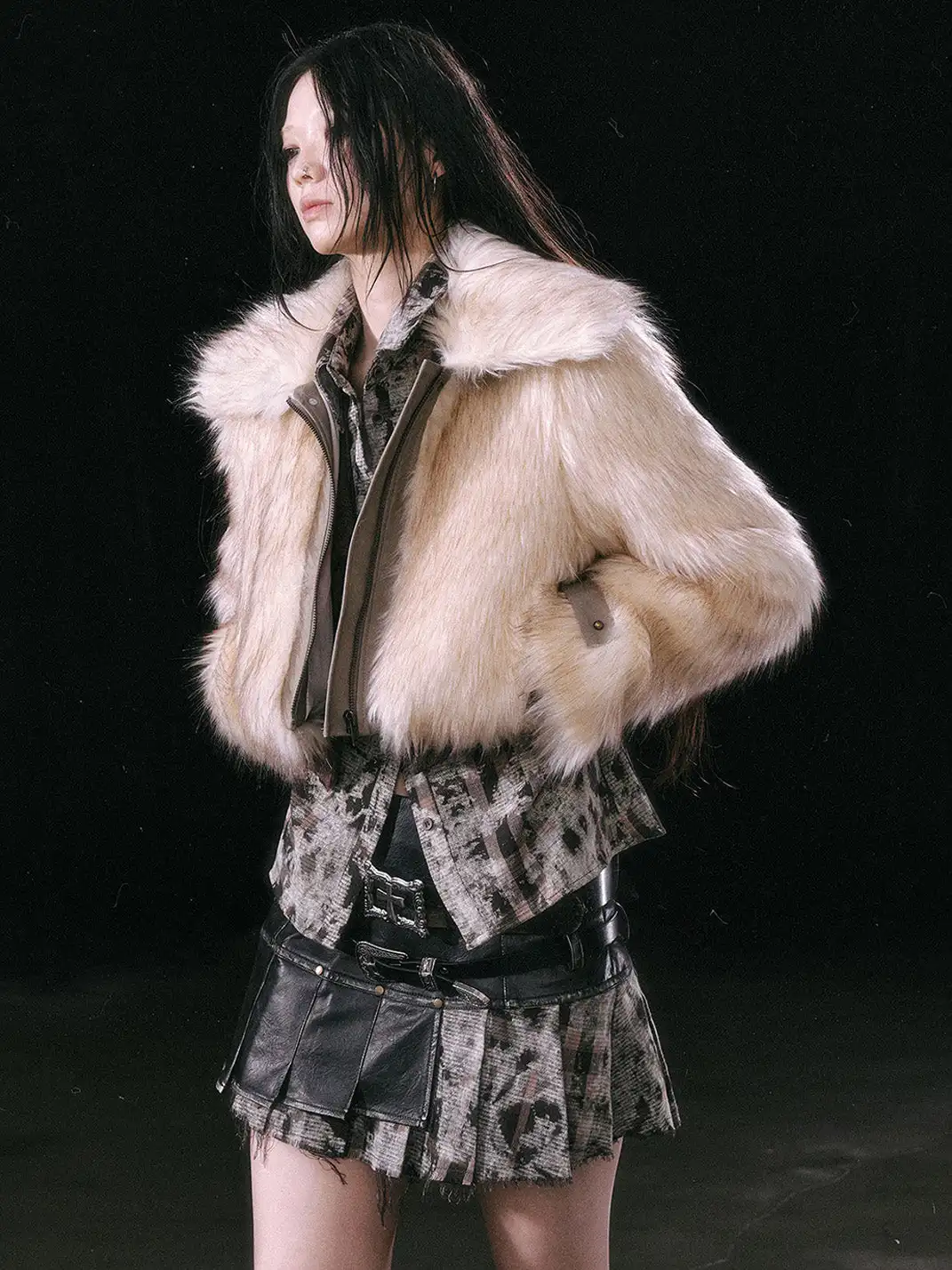 CestNous | Faux Fur Jacket with Detachable Hem