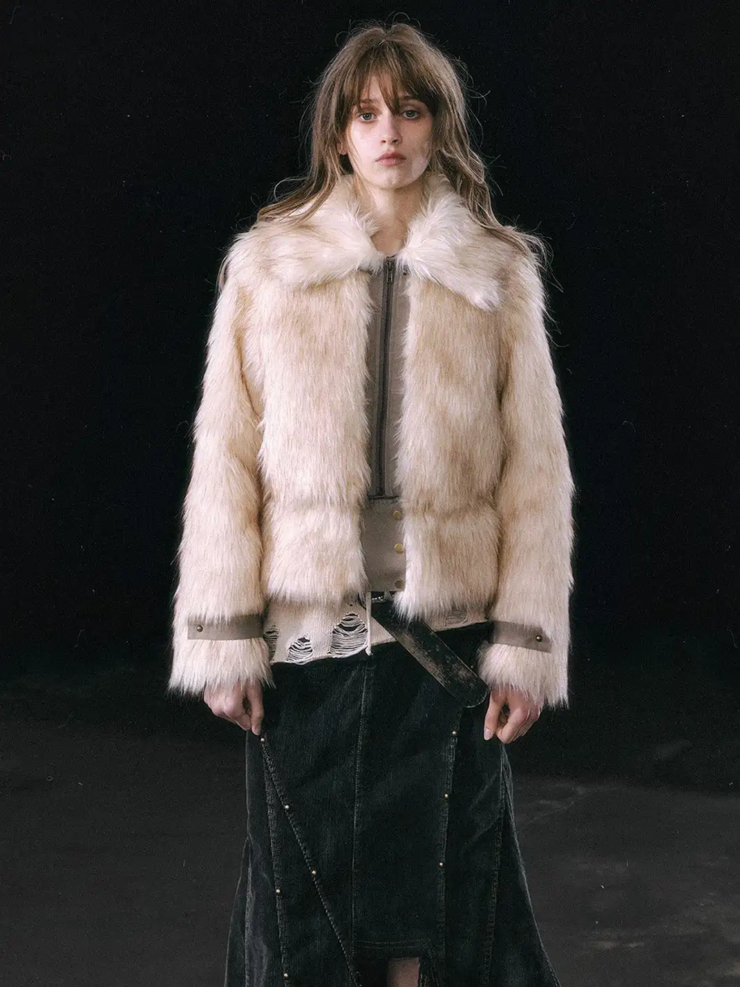 CestNous | Faux Fur Jacket with Detachable Hem