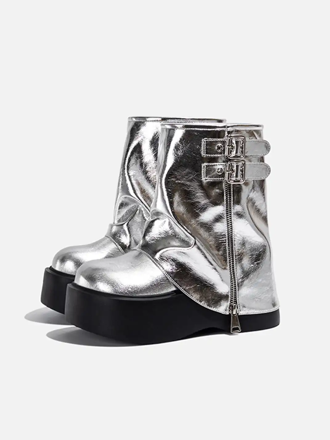 OLDMEOW | Platform Western Boots Silver Platform Knee-High Boots
