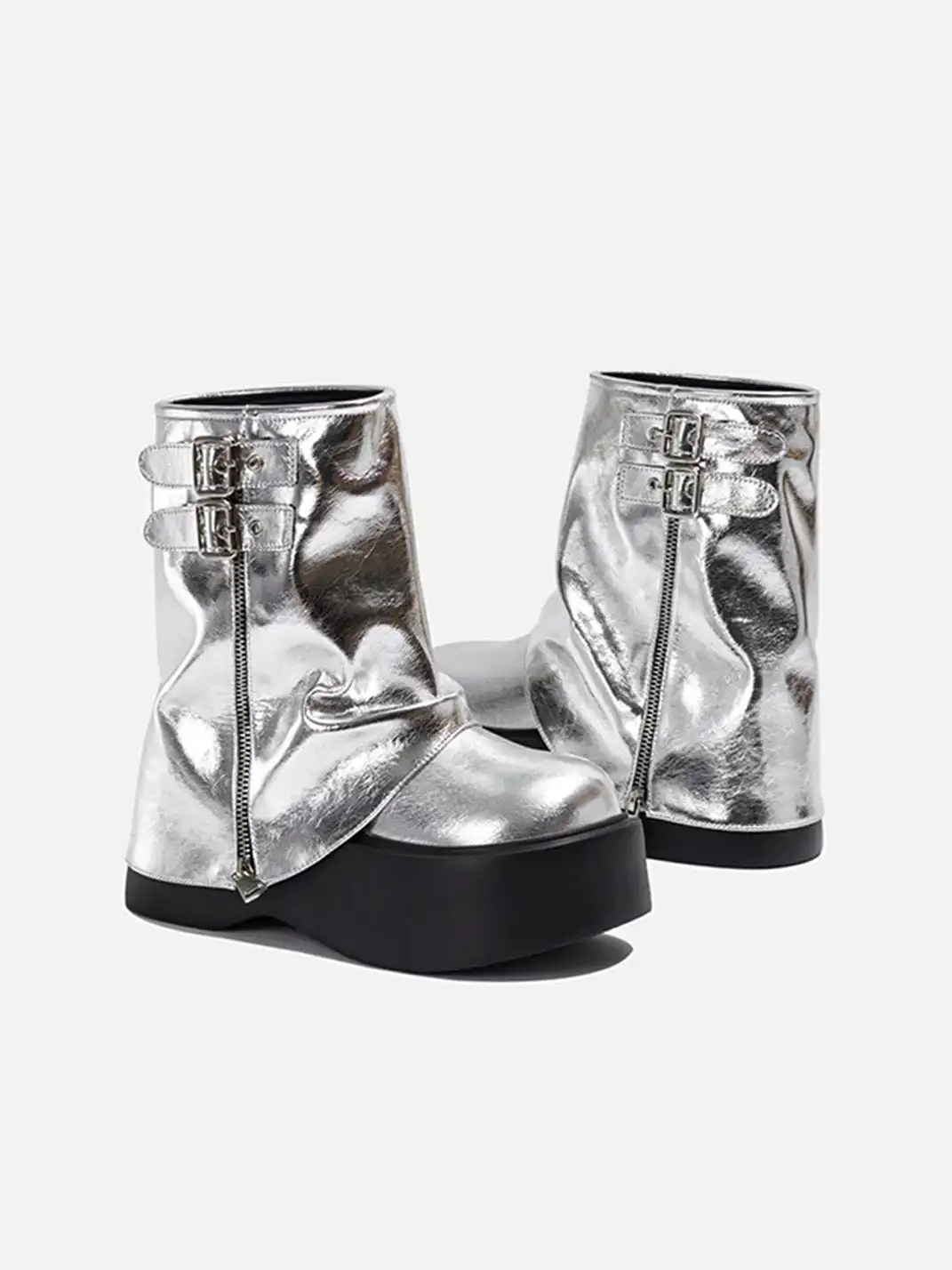 OLDMEOW | Platform Western Boots Silver Platform Knee-High Boots