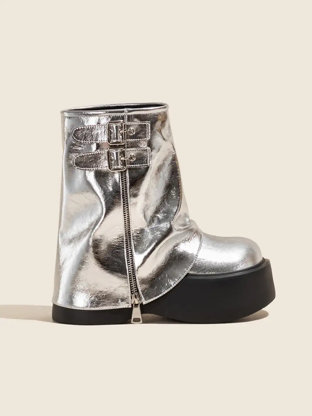 OLDMEOW | Platform Western Boots Silver Platform Knee-High Boots