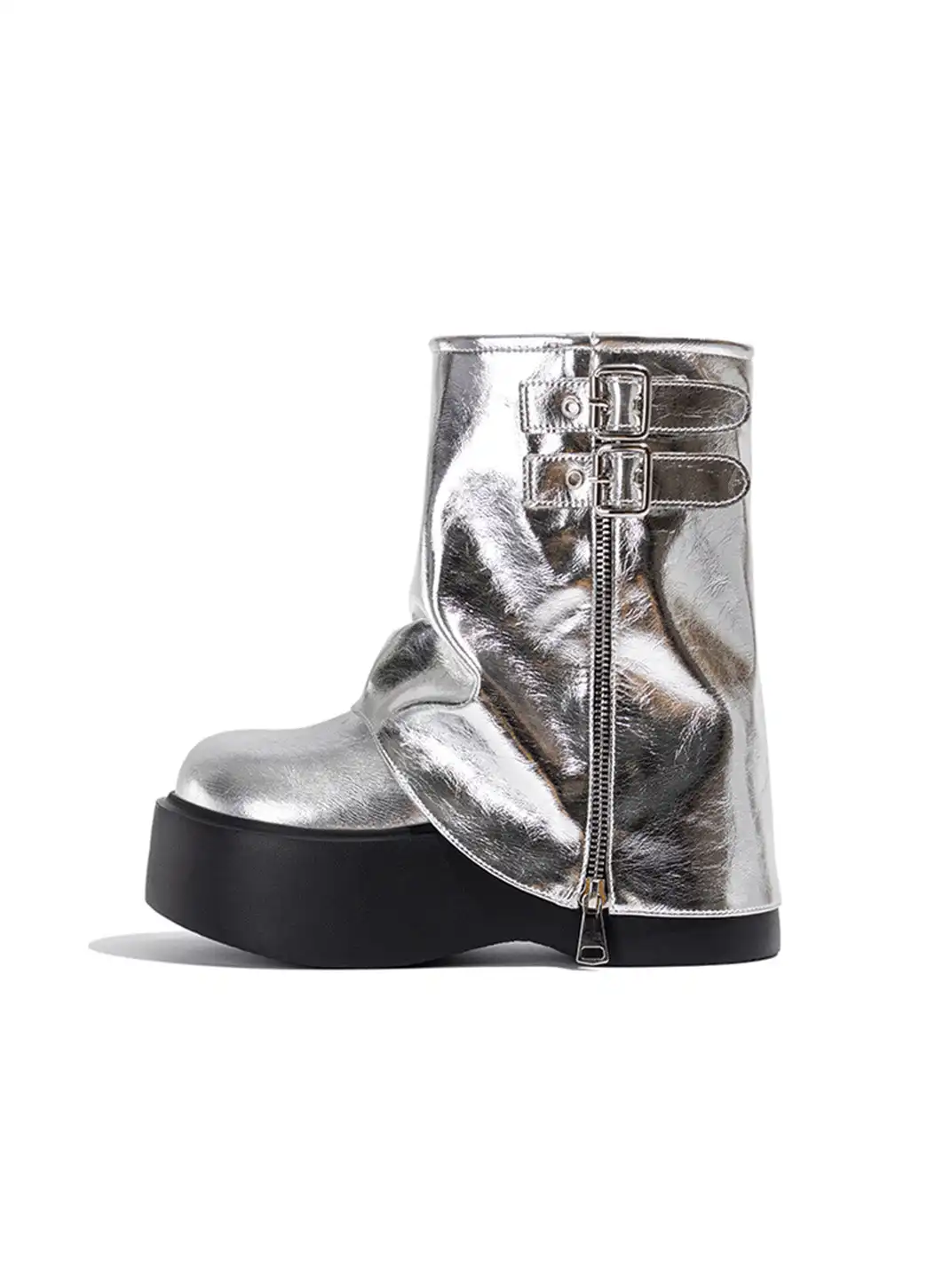 OLDMEOW | Platform Western Boots Silver Platform Knee-High Boots