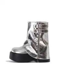 OLDMEOW | Platform Western Boots Silver Platform Knee-High Boots