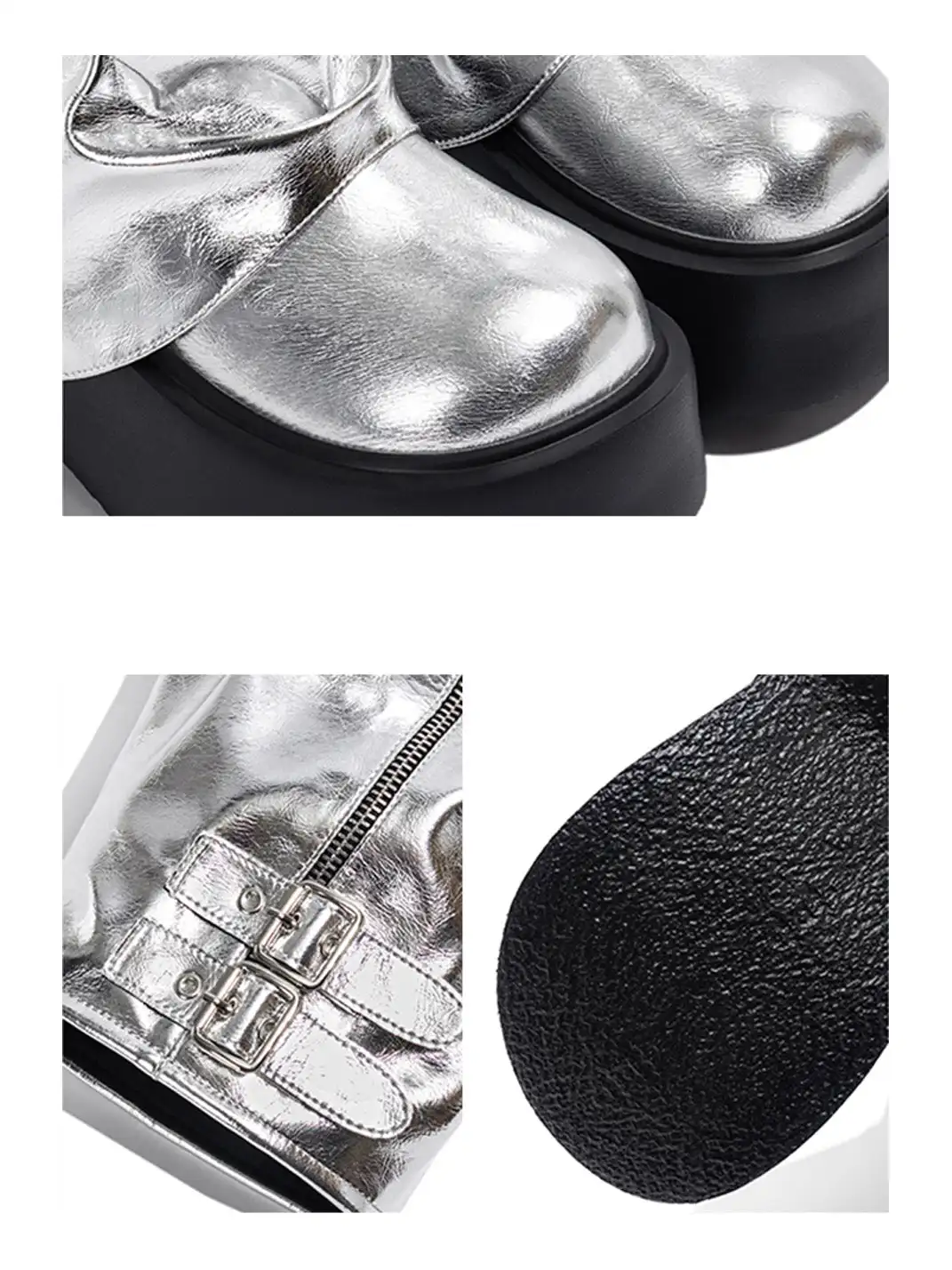 OLDMEOW | Platform Western Boots Silver Platform Knee-High Boots