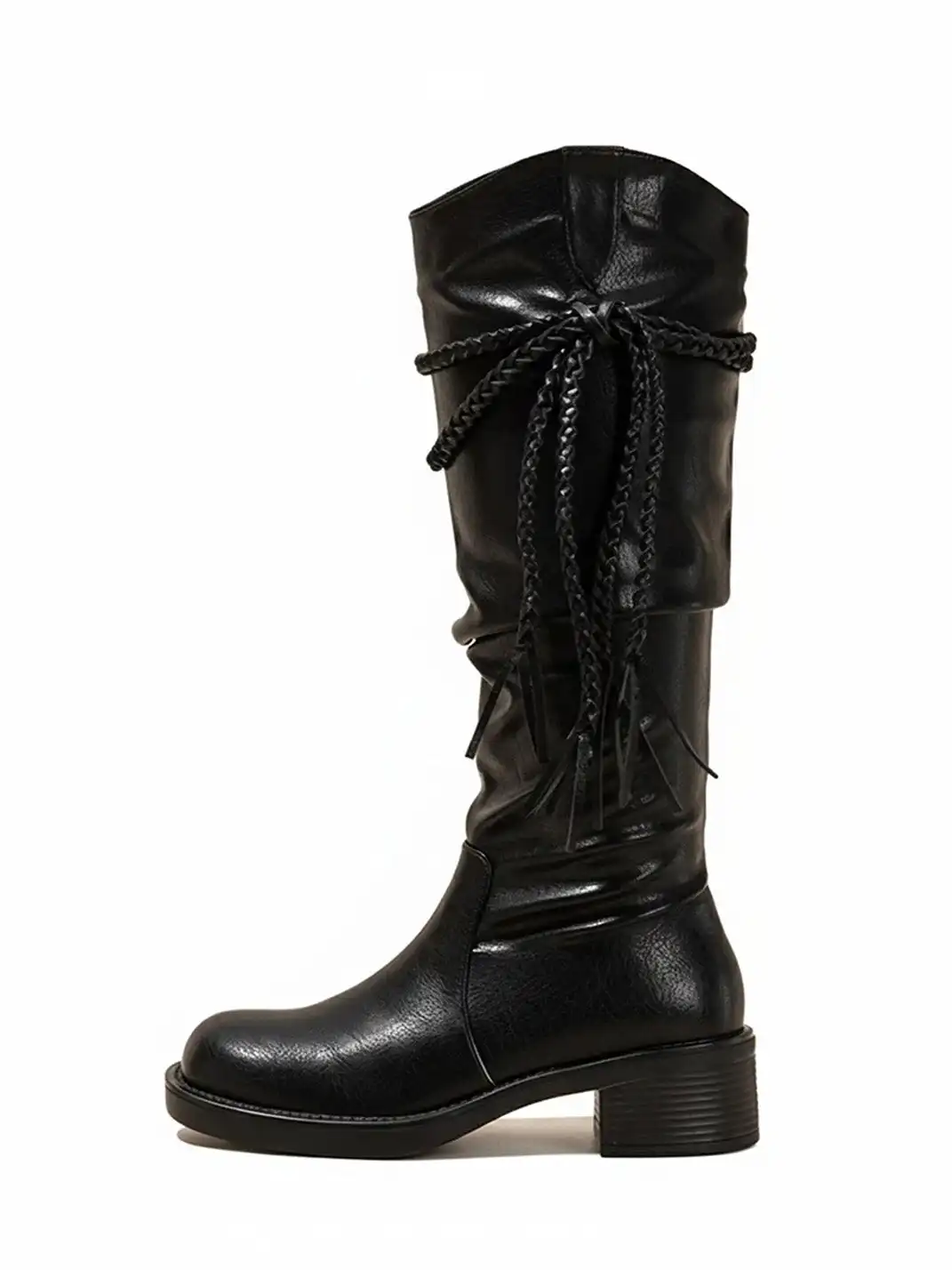 OLDMEOW | Black Over-the-Knee Boots with Tassel Detail