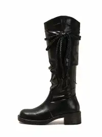 OLDMEOW | Black Over-the-Knee Boots with Tassel Detail