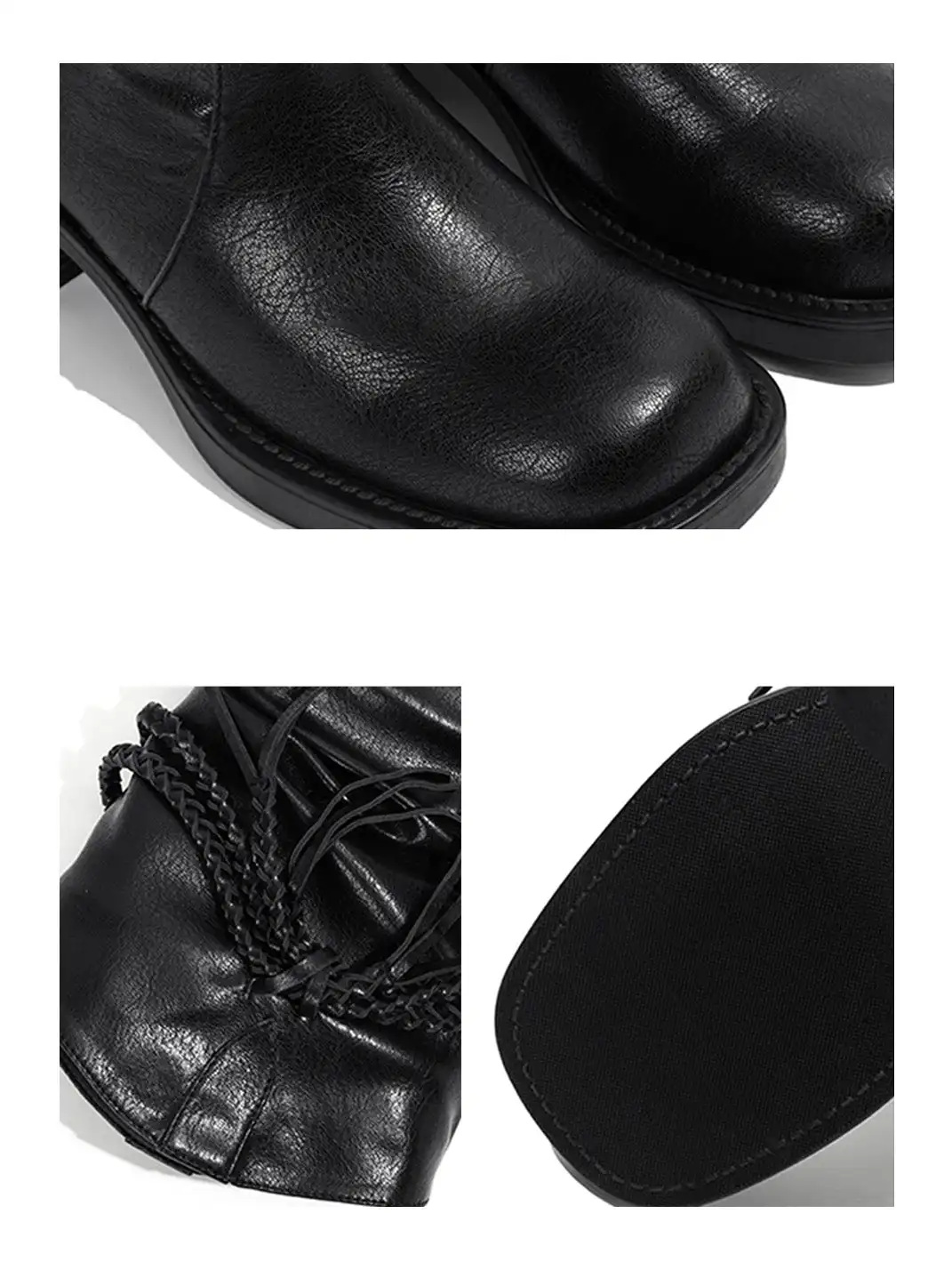 OLDMEOW | Black Over-the-Knee Boots with Tassel Detail