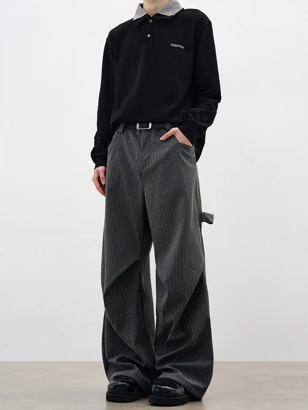FLYOFF | Vintage Pinstripe Pleated Relaxed Trousers
