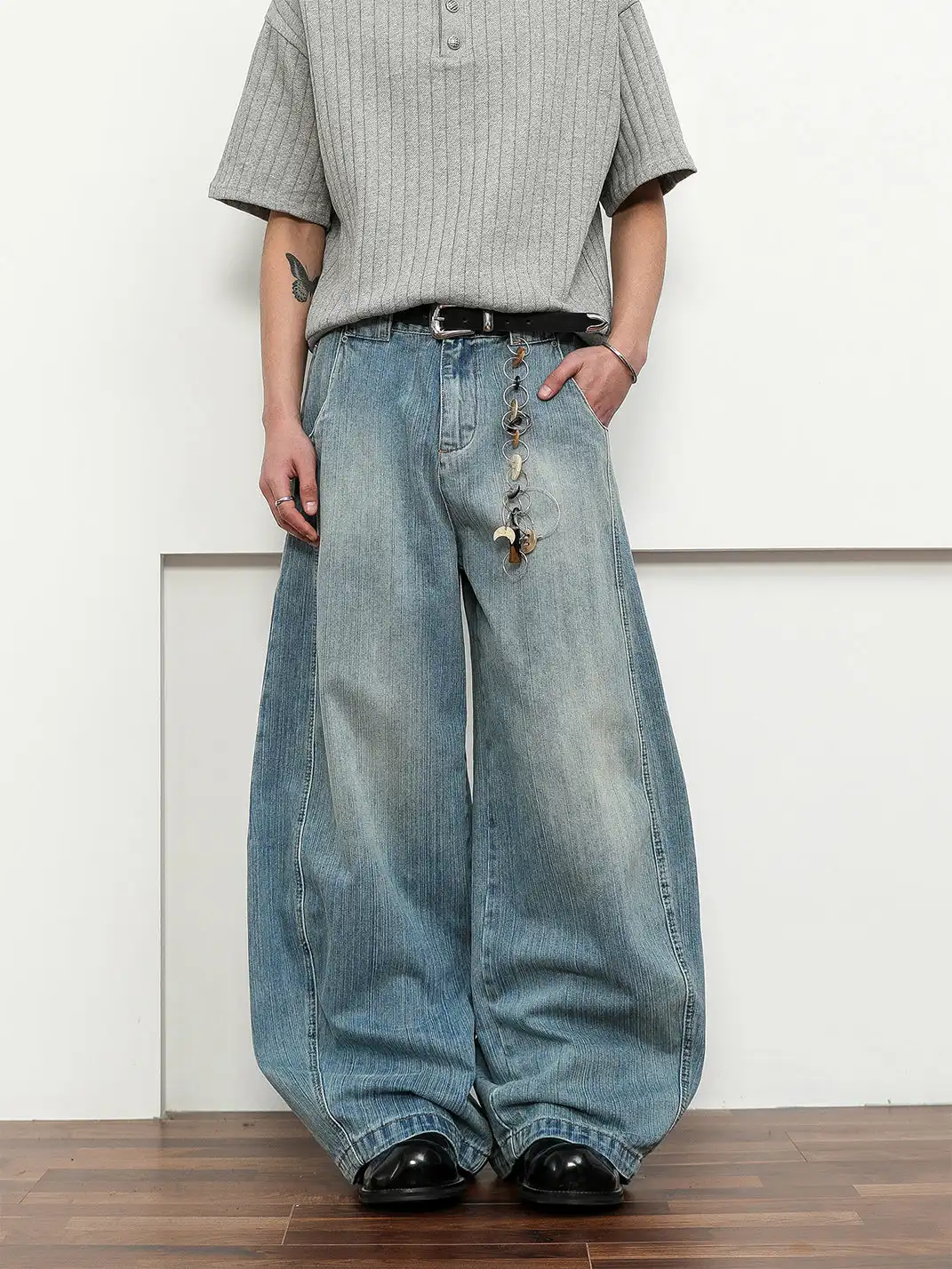 FLYOFF | Vintage Banded Wide-Leg Baggy Jeans