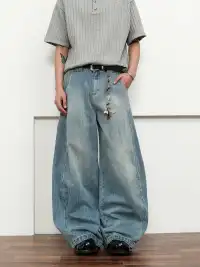 FLYOFF | Vintage Banded Wide-Leg Baggy Jeans