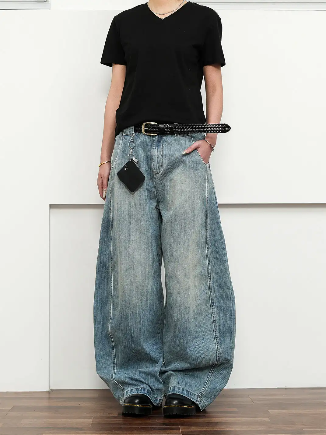 FLYOFF | Vintage Banded Wide-Leg Baggy Jeans