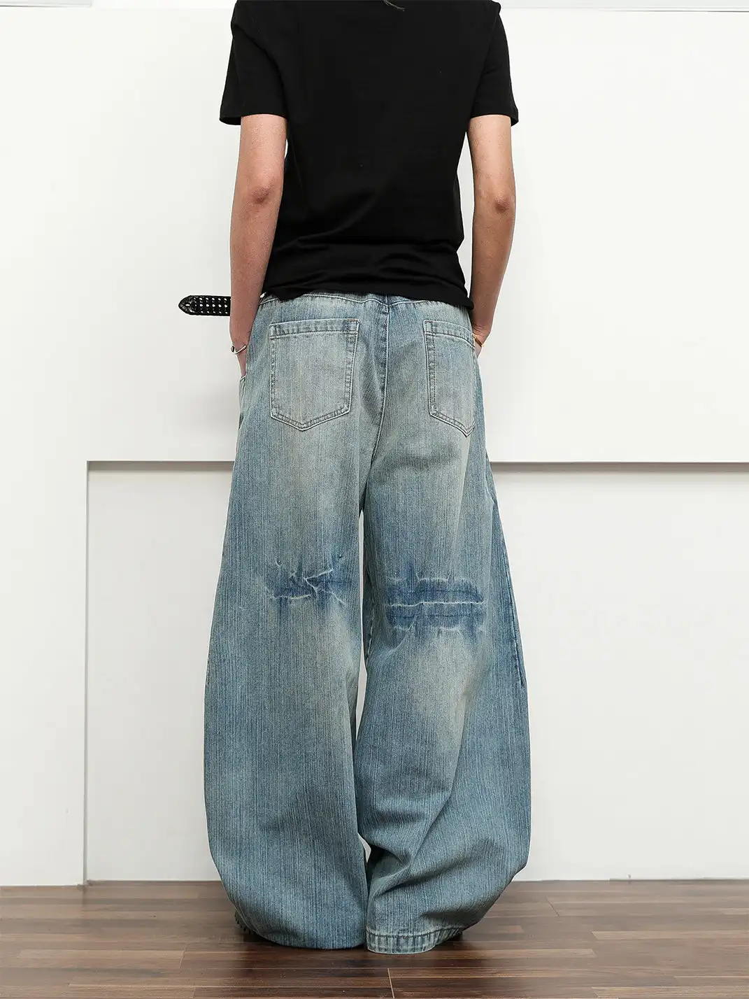 FLYOFF | Vintage Banded Wide-Leg Baggy Jeans