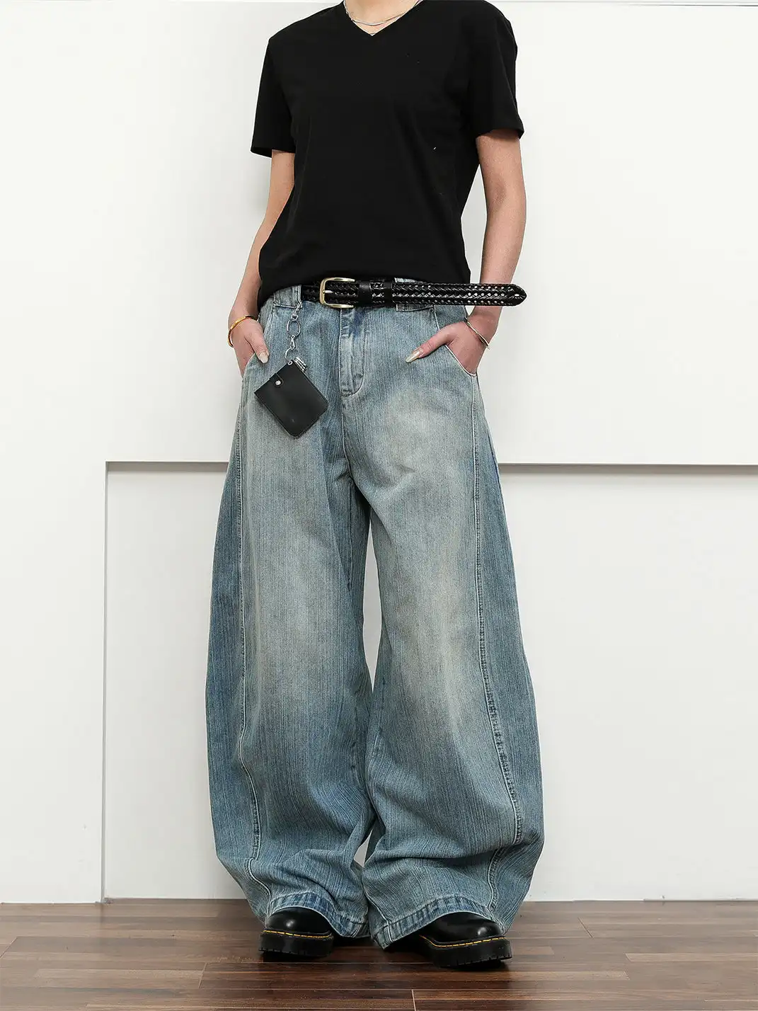 FLYOFF | Vintage Banded Wide-Leg Baggy Jeans