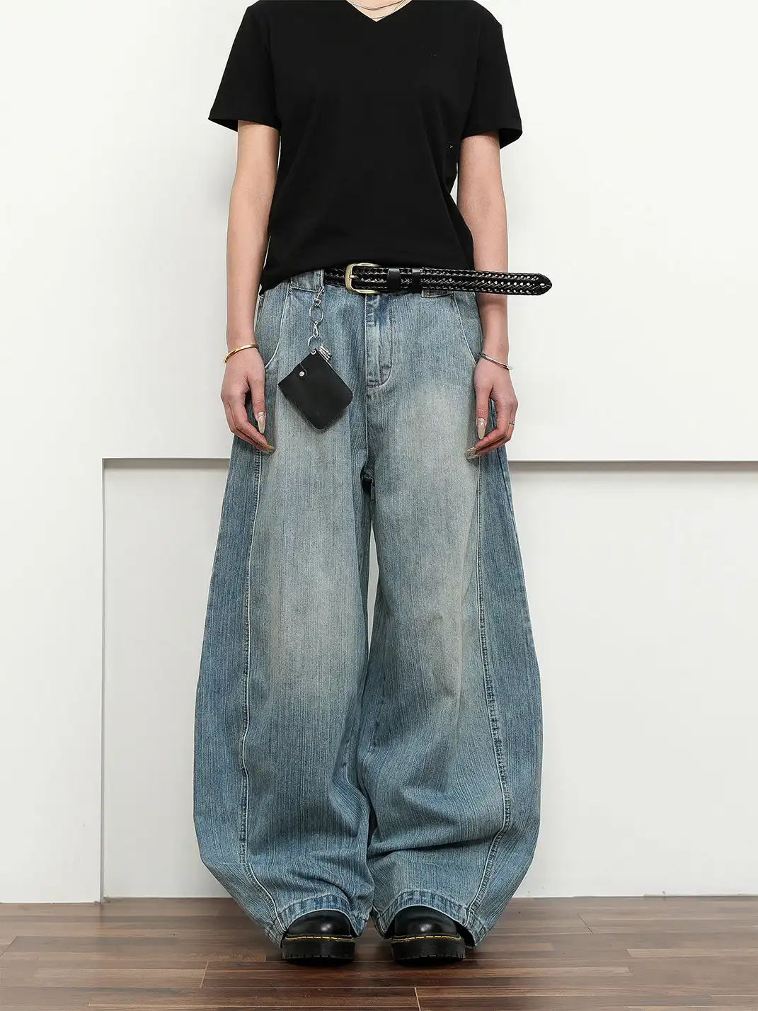 FLYOFF | Vintage Banded Wide-Leg Baggy Jeans