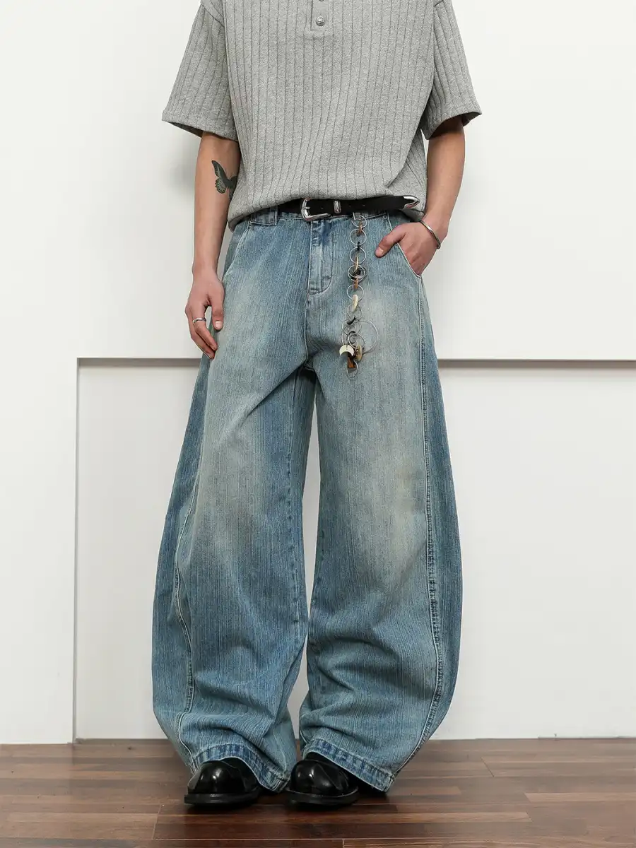 FLYOFF | Vintage Banded Wide-Leg Baggy Jeans - 2
