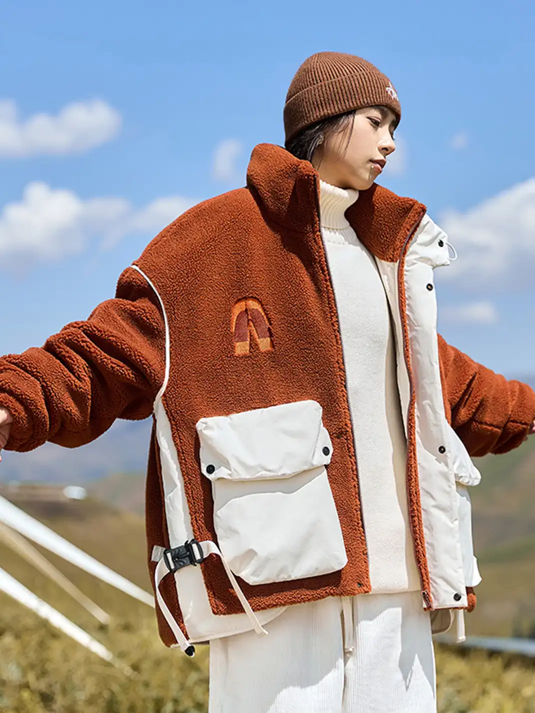 GURBAKS | Faux Fur & Down Hybrid Bomber Jacket