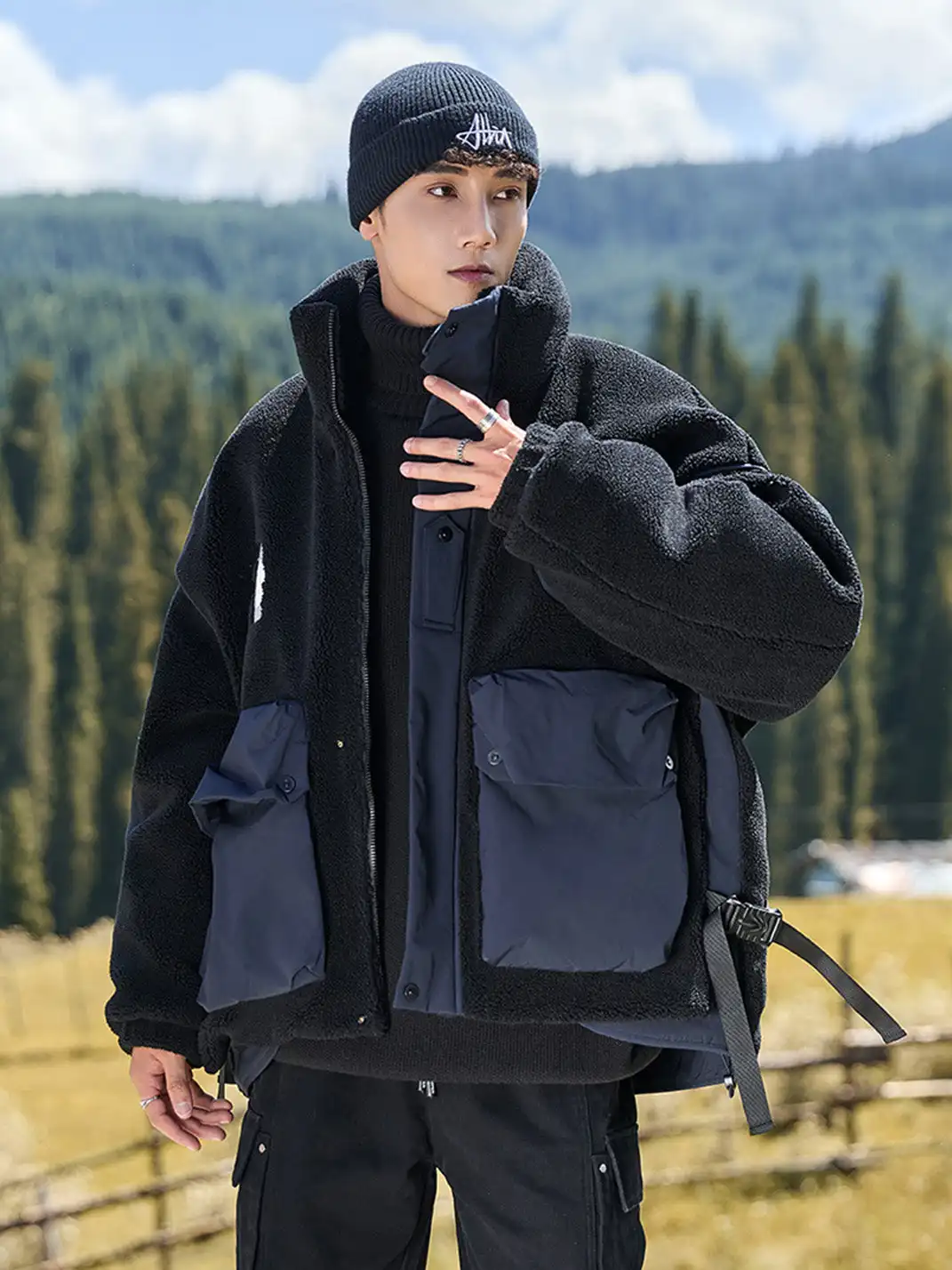 GURBAKS | Faux Fur & Down Hybrid Bomber Jacket