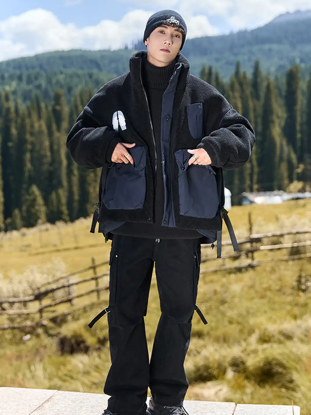 GURBAKS | Faux Fur & Down Hybrid Bomber Jacket