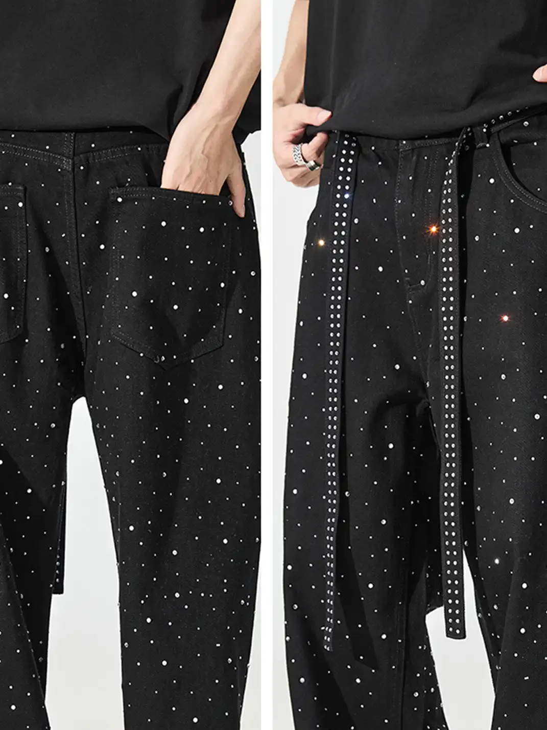 GURBAKS | Studded Denim Streetwear Loose Fit Jeans