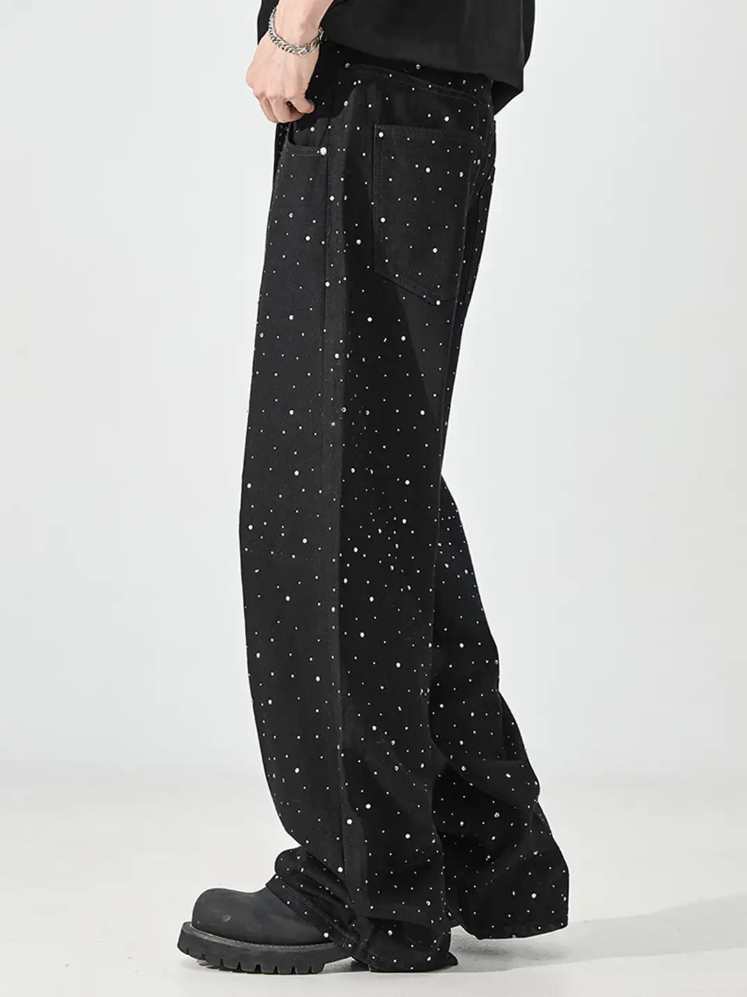 GURBAKS | Studded Denim Streetwear Loose Fit Jeans