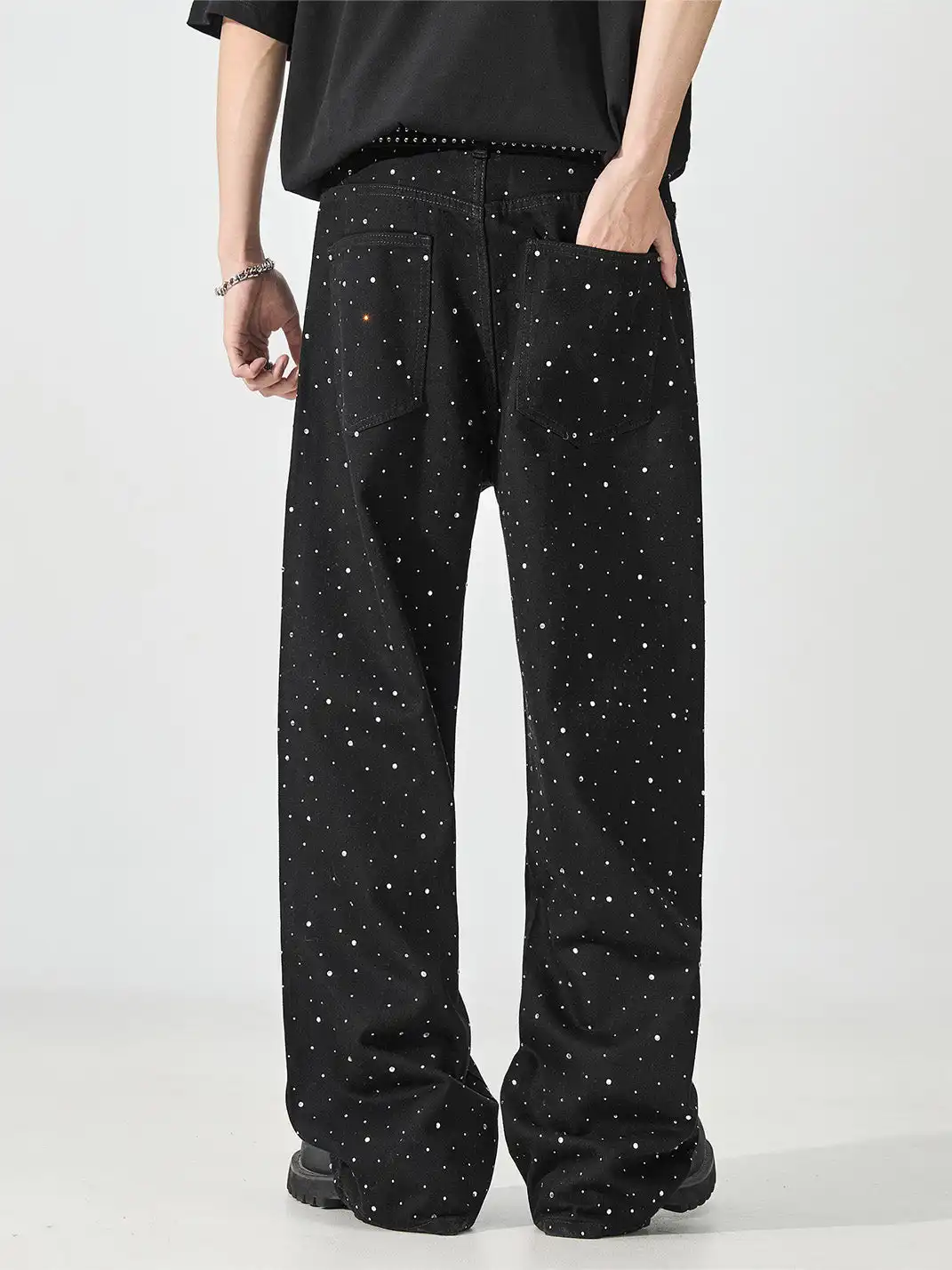 GURBAKS | Studded Denim Streetwear Loose Fit Jeans