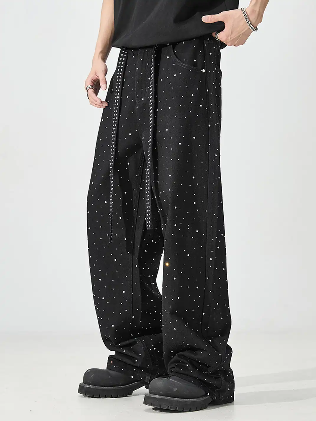 GURBAKS | Studded Denim Streetwear Loose Fit Jeans