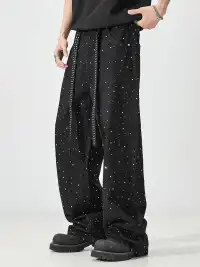 GURBAKS | Studded Denim Streetwear Loose Fit Jeans