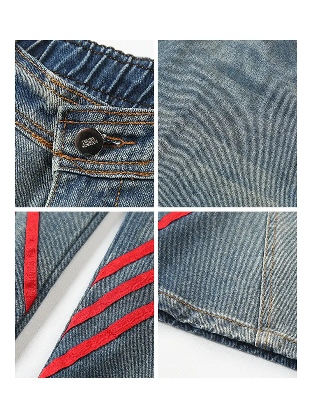 GURBAKS | Color Block Wide-Leg Denim Pants with Stripes