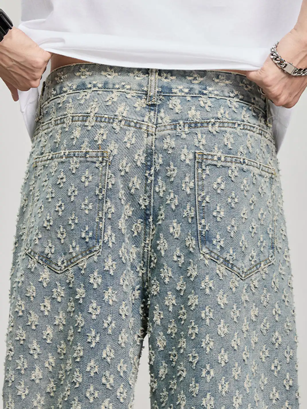 GURBAKS | Vintage Floral Straight-Leg Denim Pants