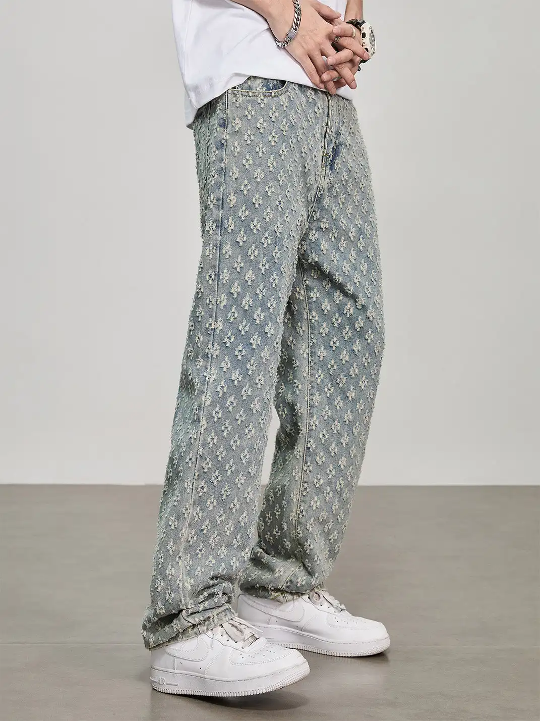 GURBAKS | Vintage Floral Straight-Leg Denim Pants