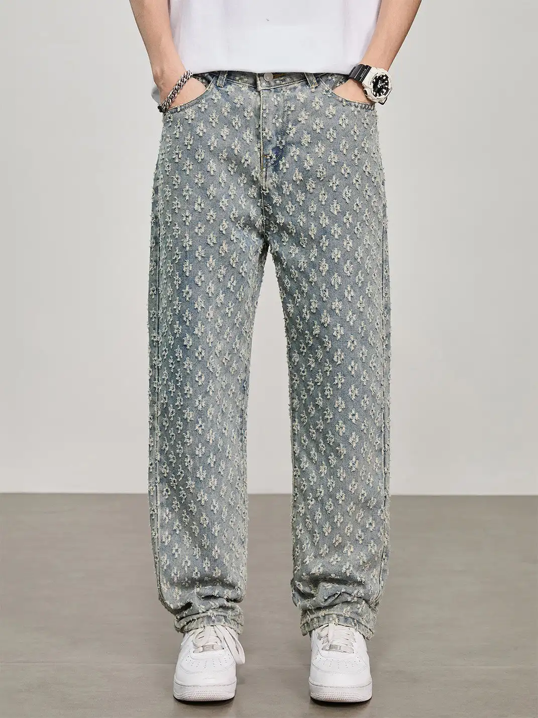 GURBAKS | Vintage Floral Straight-Leg Denim Pants