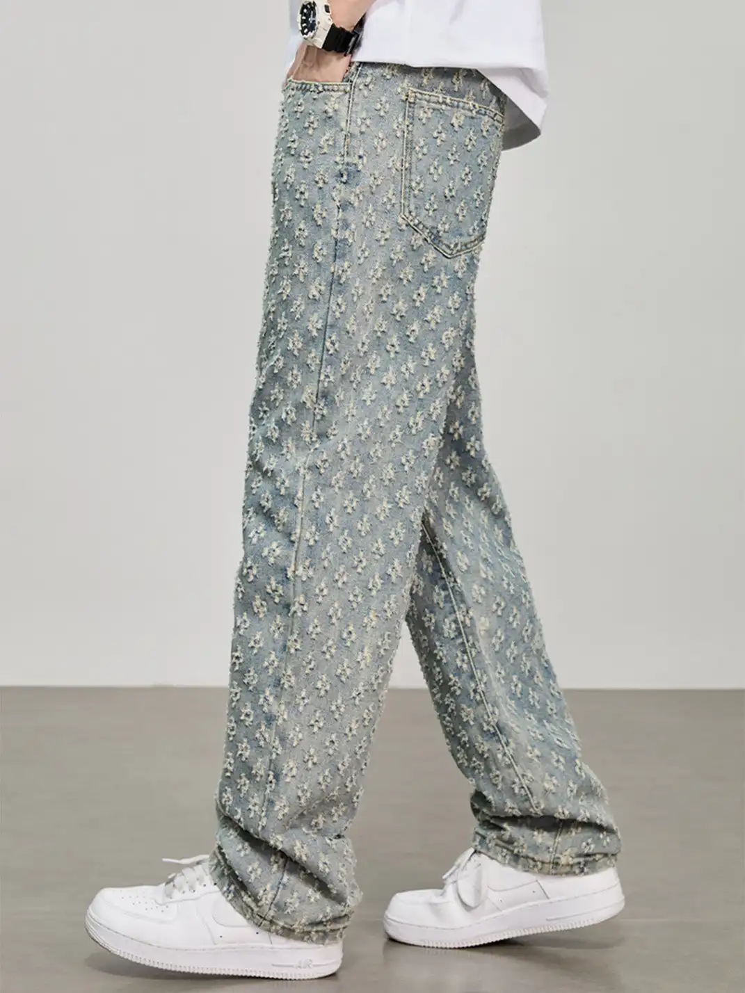 GURBAKS | Vintage Floral Straight-Leg Denim Pants