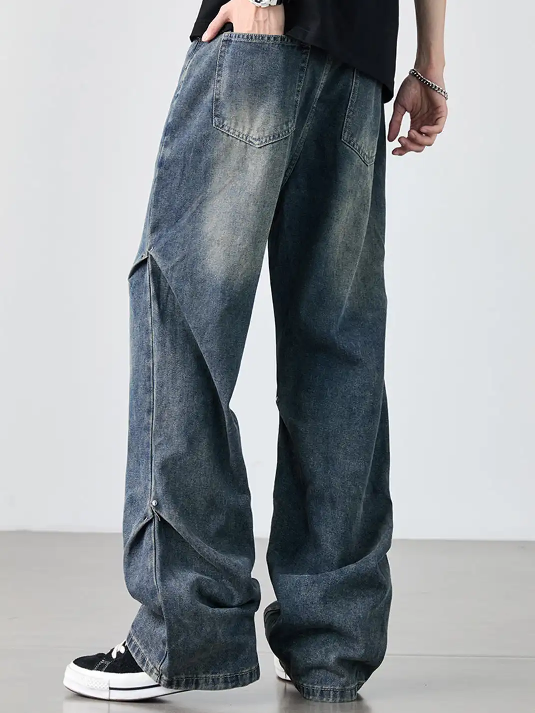 GURBAKS | Vintage Washed Loose Fit Wide-Leg Jeans