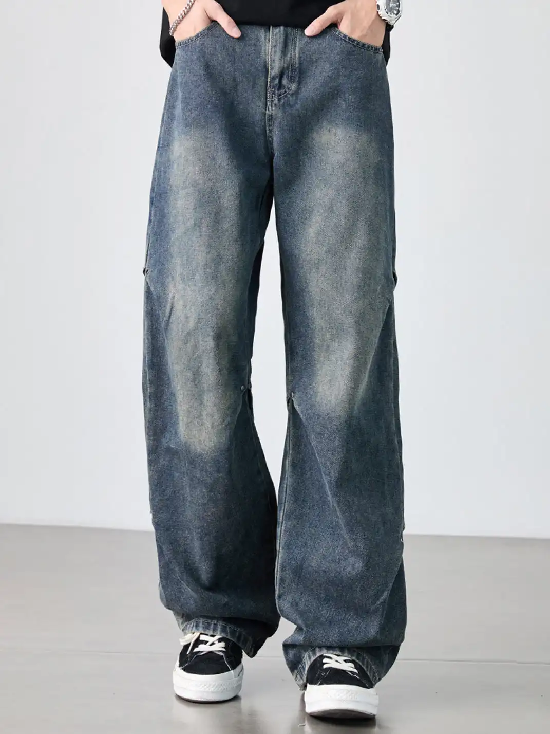 GURBAKS | Vintage Washed Loose Fit Wide-Leg Jeans
