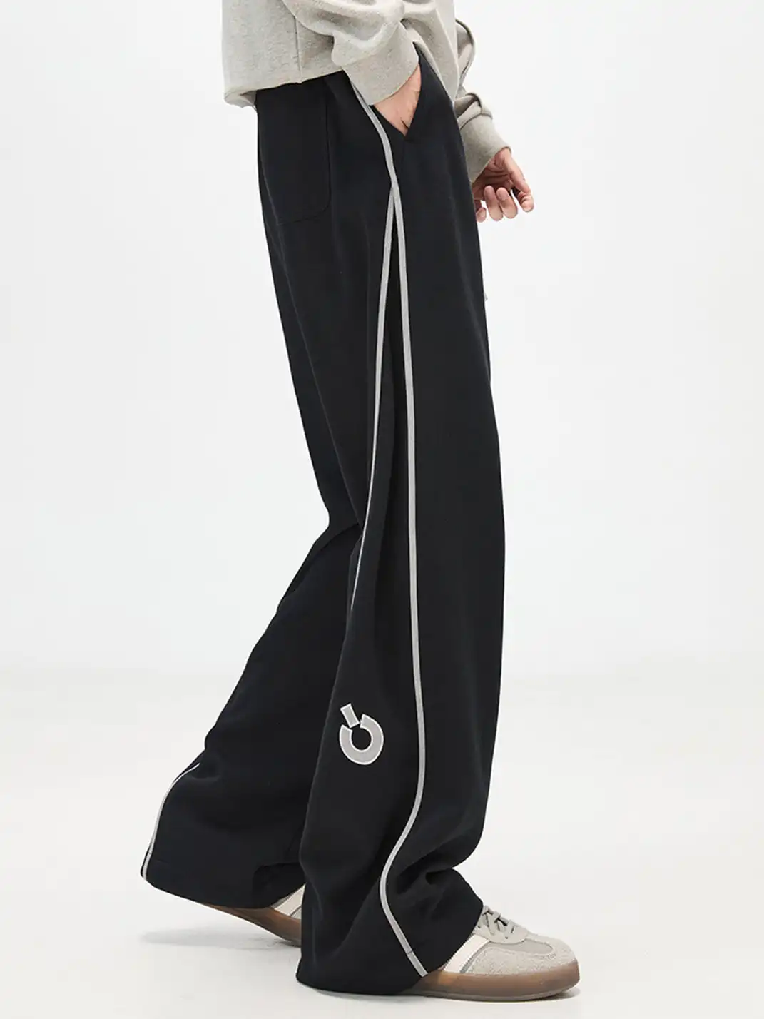 GURBAKS | Color-Block Wide-Leg Sports Pants with Side Stripes