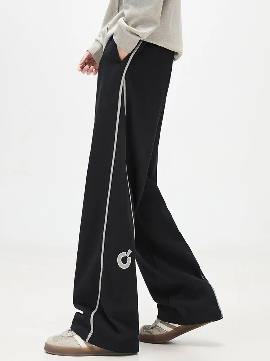 GURBAKS | Color-Block Wide-Leg Sports Pants with Side Stripes