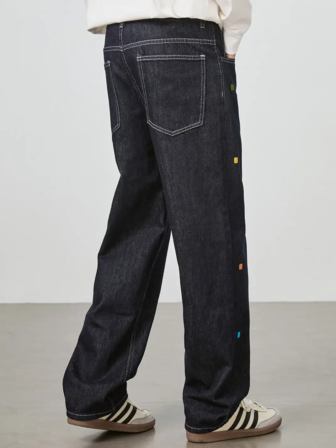 GURBAKS | Street Style Embroidered Wide-Leg Denim Pants