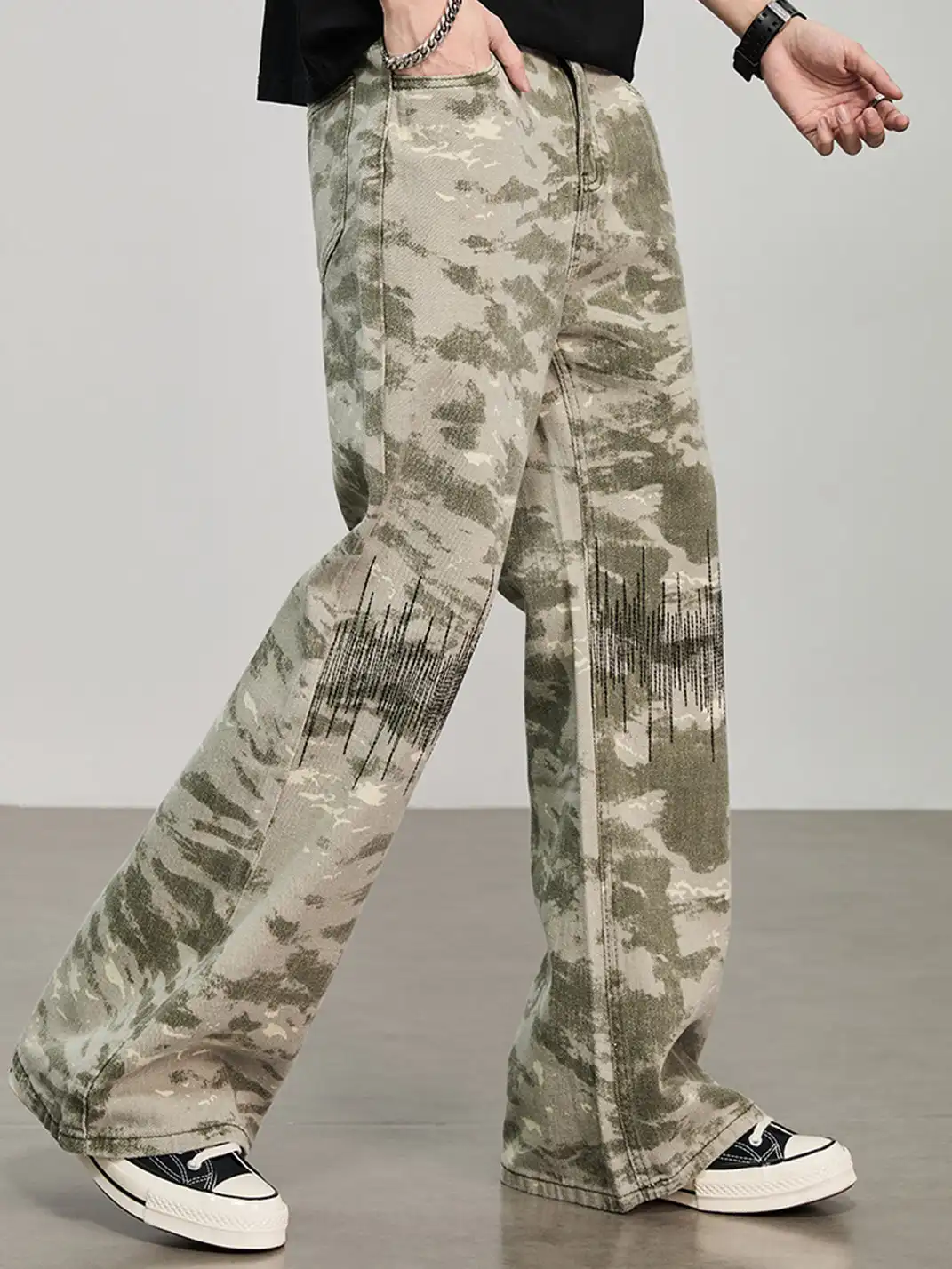 GURBAKS | Camouflage Wide-Leg Straight-Leg Casual Pants