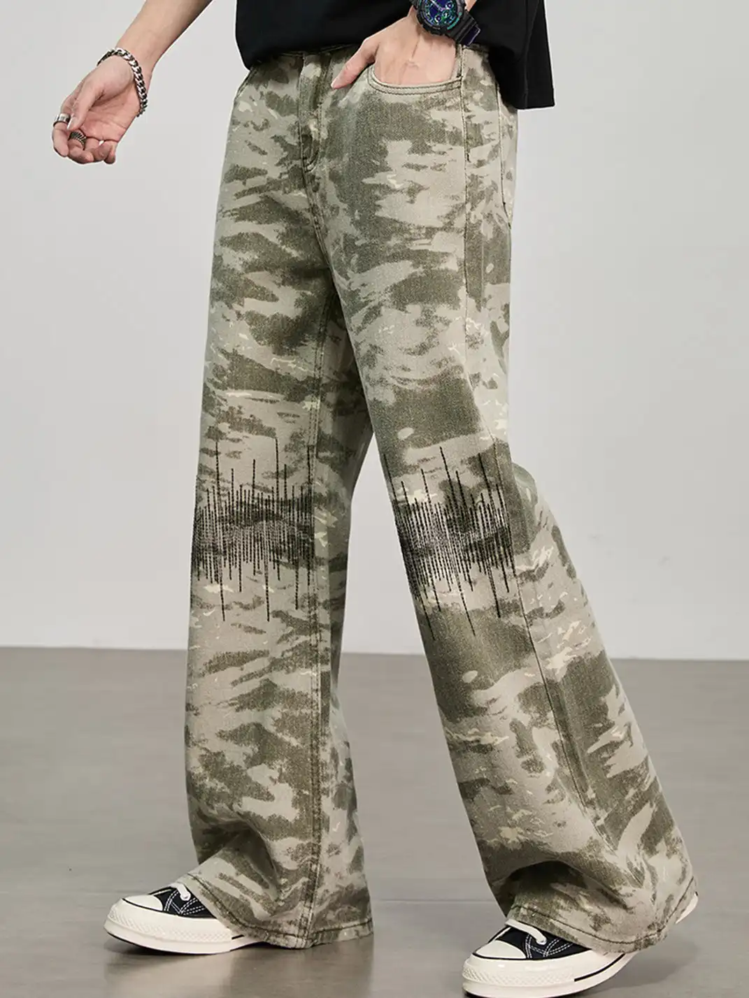 GURBAKS | Camouflage Wide-Leg Straight-Leg Casual Pants