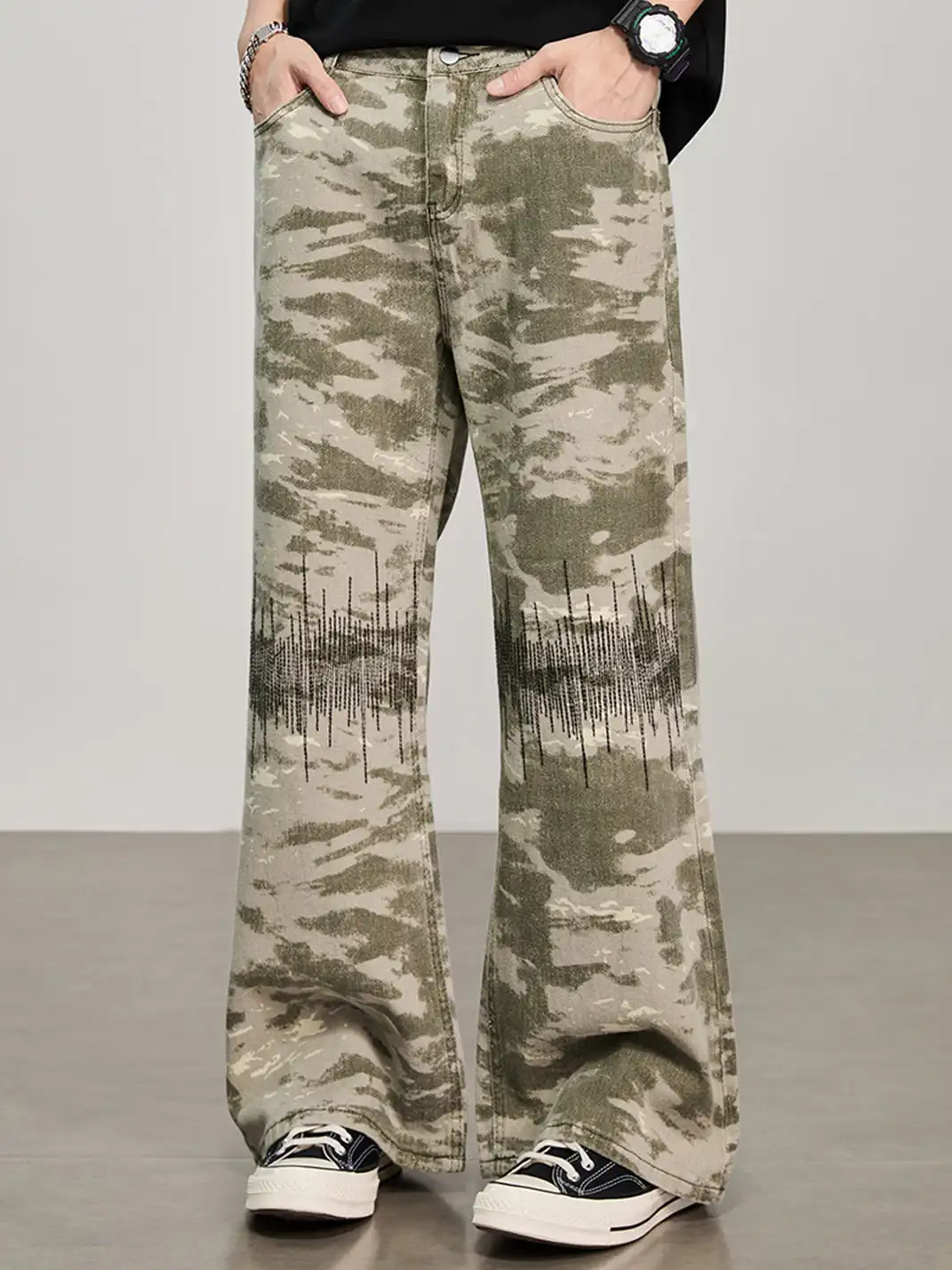 GURBAKS | Camouflage Wide-Leg Straight-Leg Casual Pants