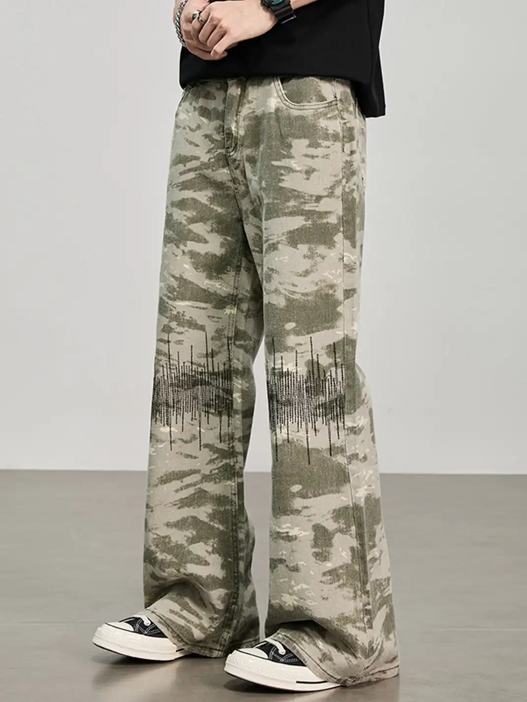 GURBAKS | Camouflage Wide-Leg Straight-Leg Casual Pants