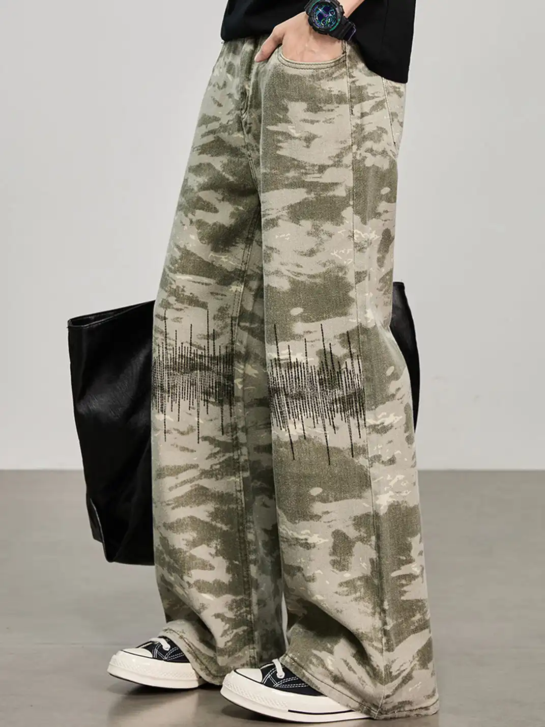 GURBAKS | Camouflage Wide-Leg Straight-Leg Casual Pants